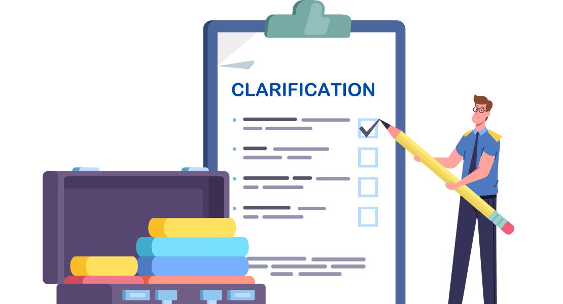 Cartoon Image of man holding large pencil checking boxes