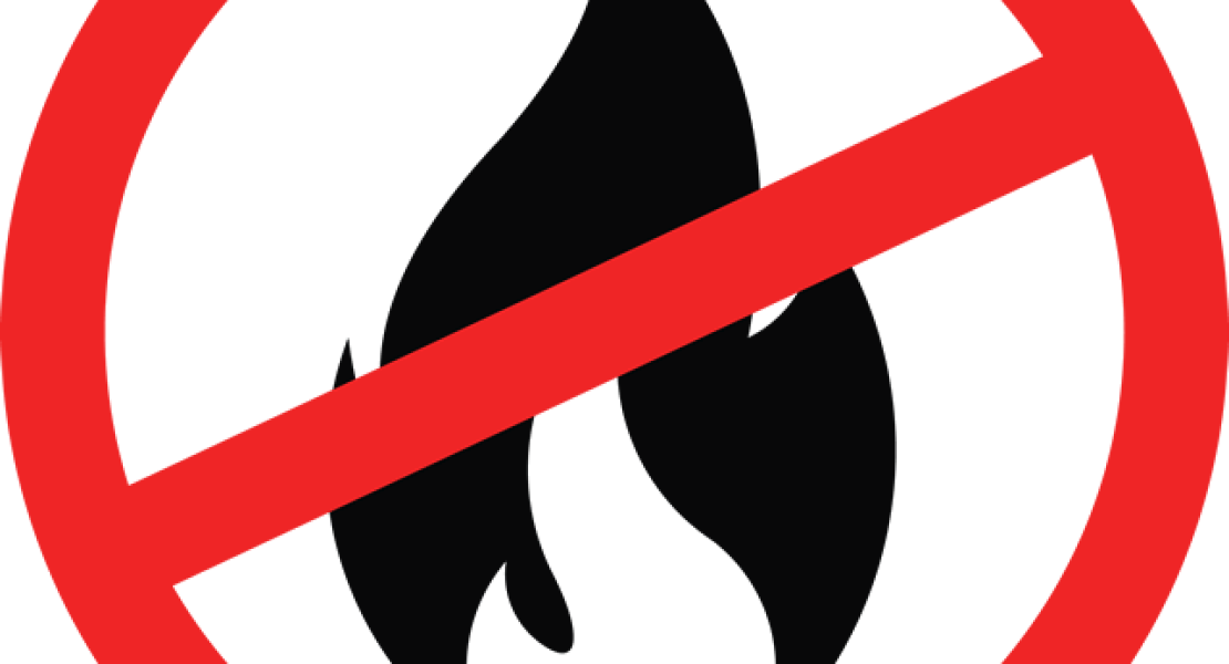 Flame with Red Line through it for Burn Ban