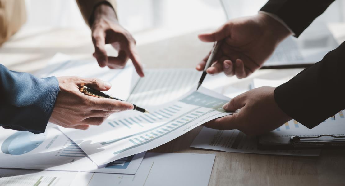Desk with document being discussed