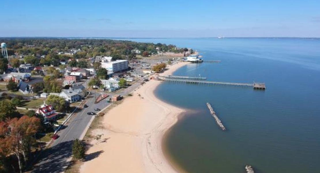 Arial view of Colonial Beach located in Westmoreland County Virginia
