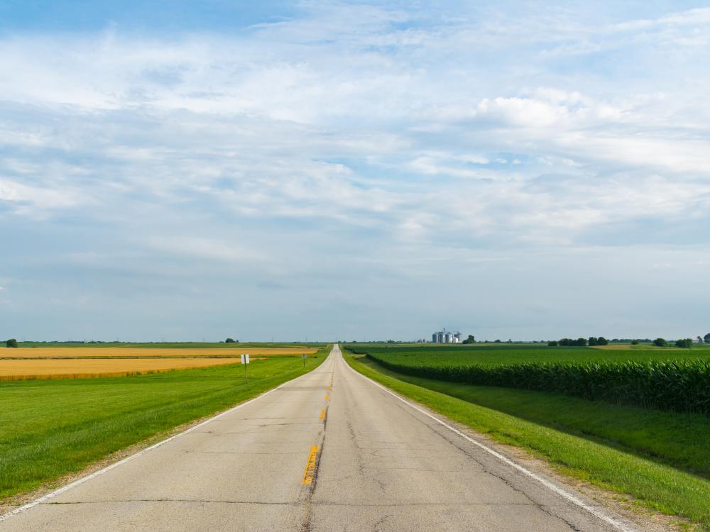 Long straight roadway